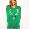 ASOS Christmas Sweater with Reindeer Face And Pom Pom