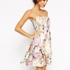 ASOS WEDDING Notch Bandeau Floral Mini Dress