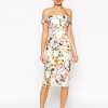 ASOS WEDDING ‘Bardot’ Floral Off Shoulder Pencil Dress