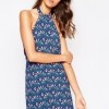 ASOS x Jackie Neck Dress in Fan Print