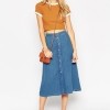 ASOS Denim Button Through Western Midi Skirt