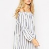ASOS Swing Dress With Off Shoulder Detail in Wide Stripes