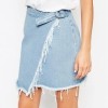 ASOS Denim Raw Edge Asymmetric Wrap Mini Skirt ($25)