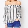 ASOS Woven Off the Shoulder Top, Mono Stripe Print ($25)