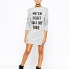 Adolescent Clothing Halloween Sweater Dress With Witch Don’t Kill My Vibe Print  $63.00