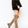 ALDO Barra Taupe Suede Flat Over The Knee Boots €170.62