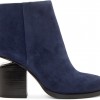 Alexander Wang  Blue Suede Notched Heel Gabi Ankle Boots