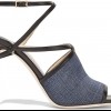 JIMMY CHOO Flora leather-trimmed denim sandals $895