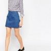 ASOS Denim A-Line Mini Skirt in Midwash Blue €28.17