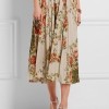 Gucci Floral Print Silk Pleated Skirt