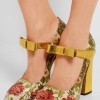 Gucci Floral Print Textured Leather Pumps