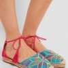 AQUAZZURA Palm Springs embroidered canvas and suede espadrilles £355