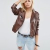 ASOS Biker Jacket in Textured Faux Leather