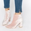 Daisy Street Pink Crushed Velvet Point Heeled Ankle Boots £32.99