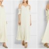 SELF-PORTRAIT Off-the-shoulder pleated guipure lace-trimmed chiffon gown £320