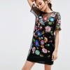 ASOS PREMIUM Mini T-Shirt Dress in Pretty Embroidered Mesh £65.00