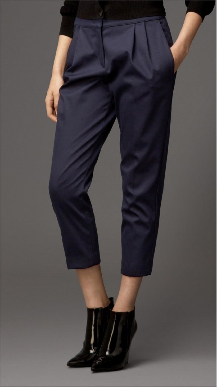 Burberry Satin High-Waist Cropped Pants