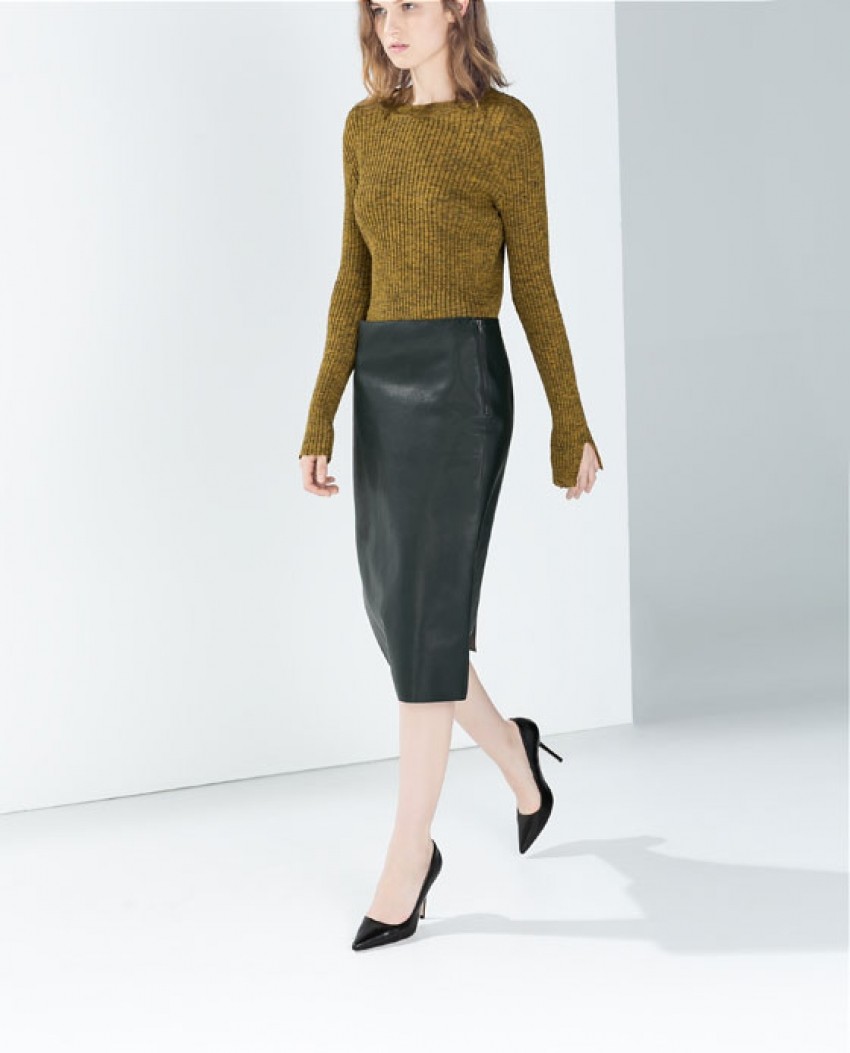 Zara Synthetic leather pencil skirt