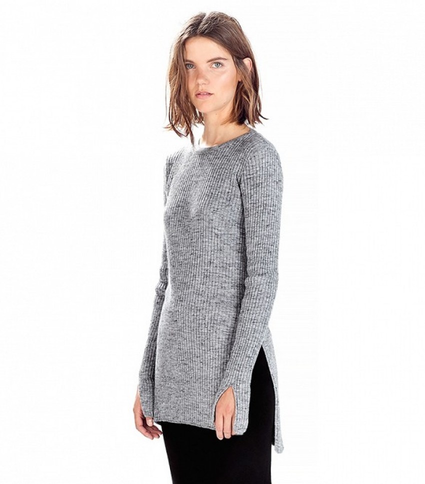 Zara Ribbed Sweater with Side Slits ($60) in Grey