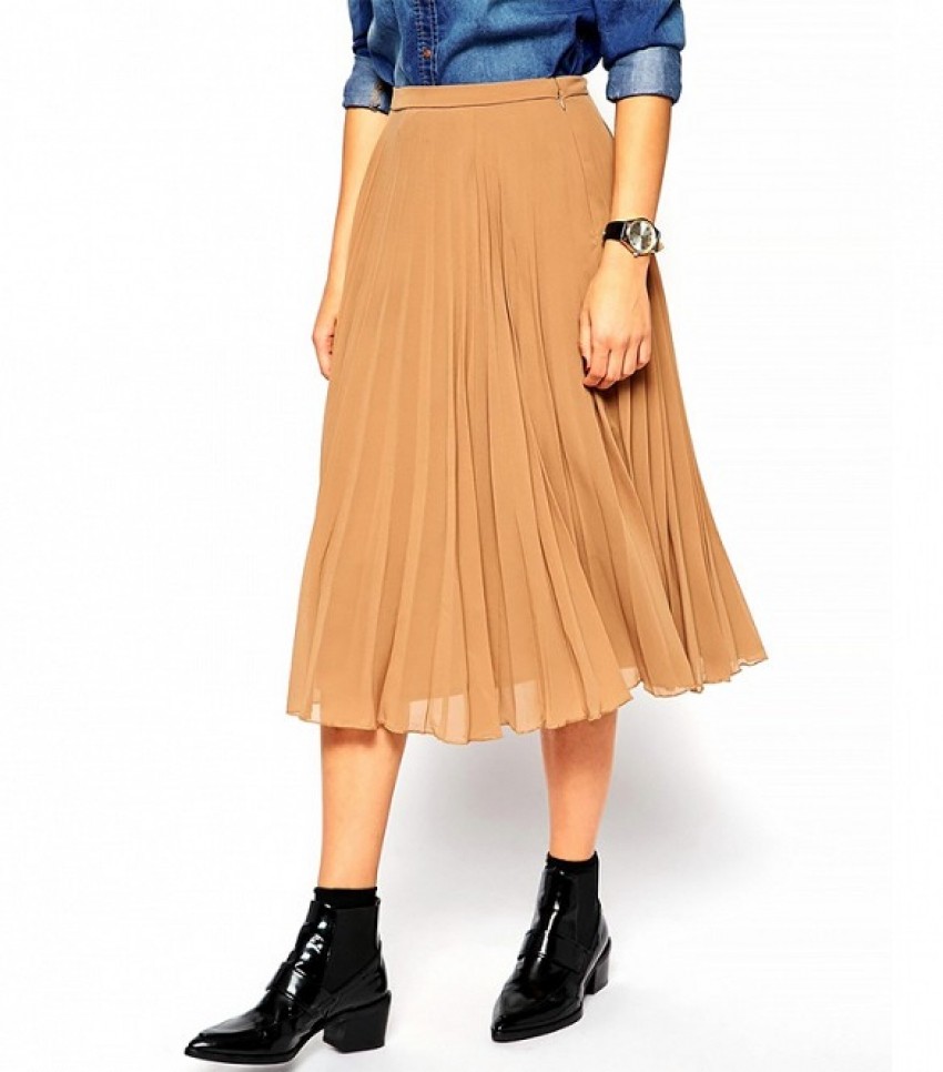 ASOS Pleated Midi Skirt ($57) in Camel