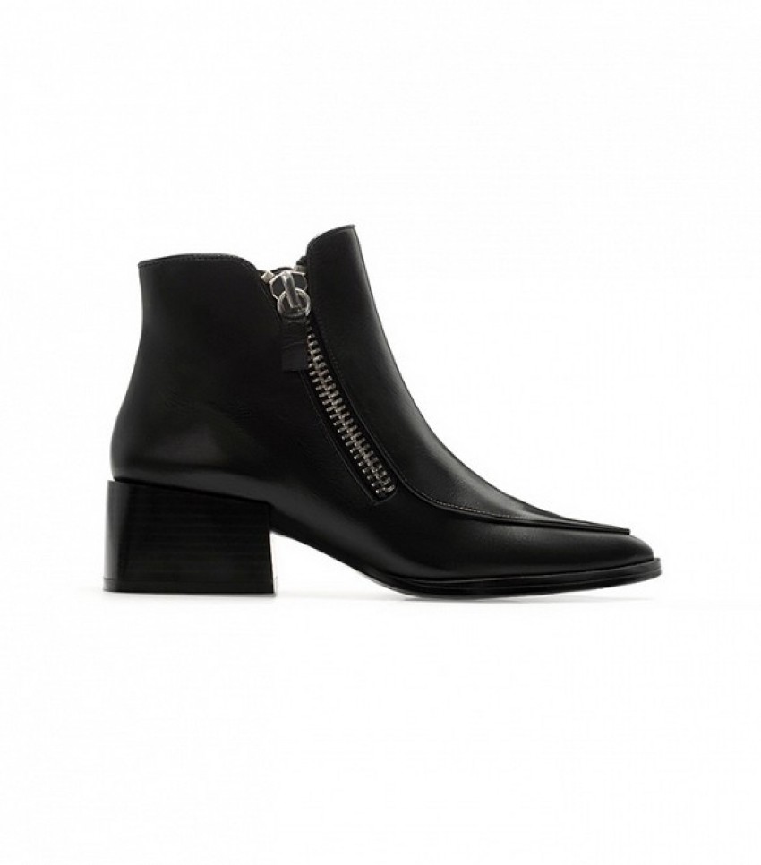 Zara Leather Ankle Boot with Zip