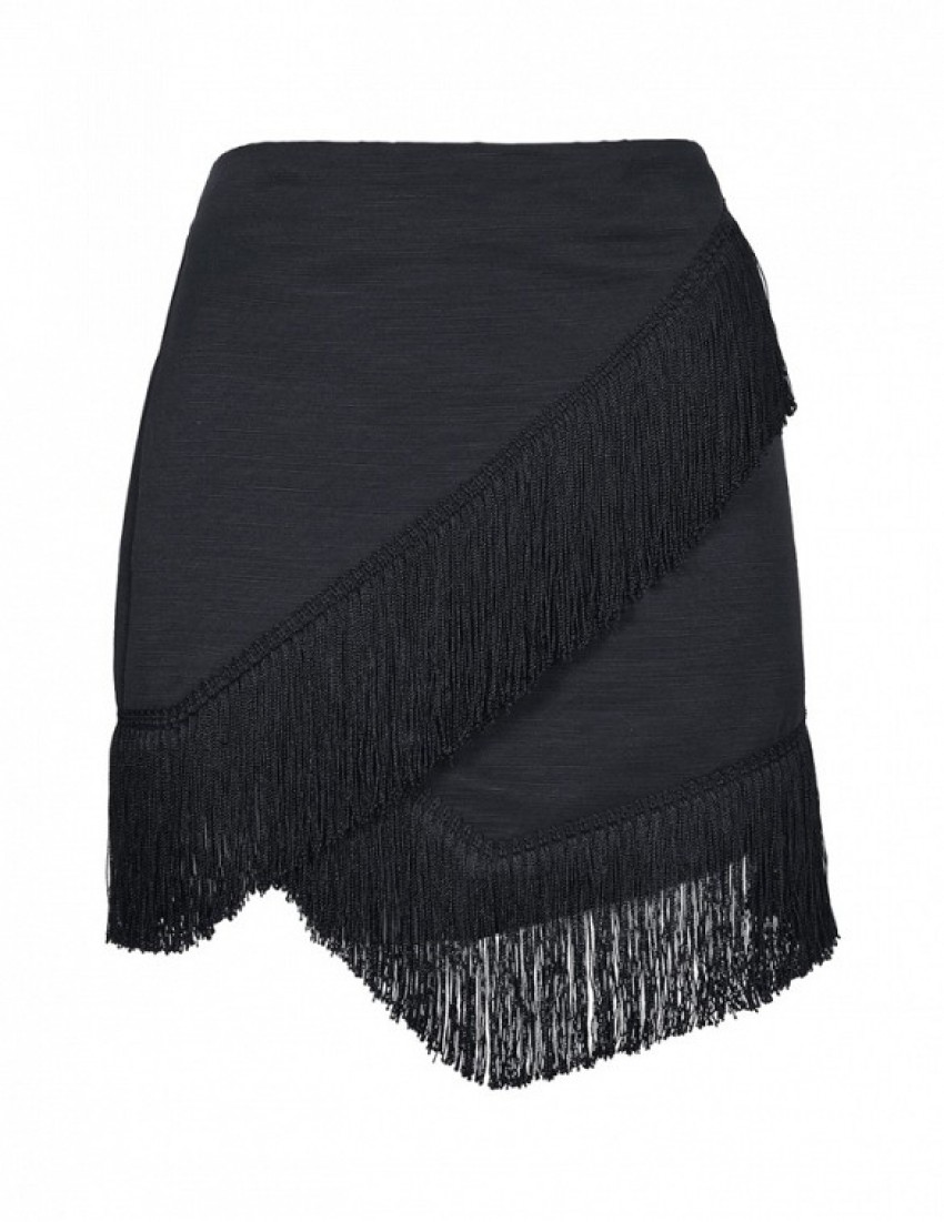 Topshop Fringe Trim Wrap Skirt