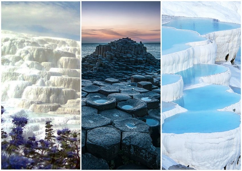 Egerszalok, Mađarska / Giants Causeway, Sjeverna Irska / Pamukkale, Turska