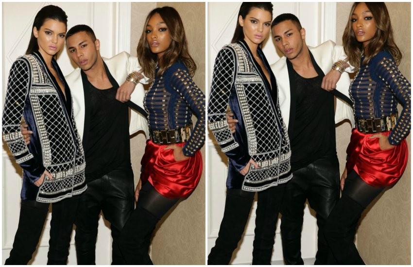 Olivier Rousteing pozira s Kendall Jenner i Jourdan Dunn u Balmain x H&M kolekciji