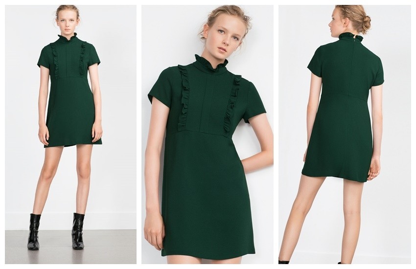 Zara Green Short Sleeve Dress