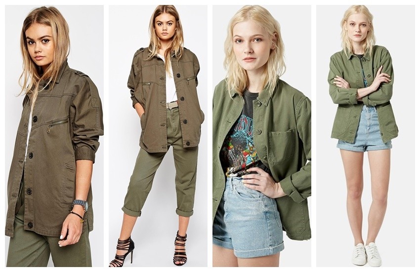 ASOS Jacket With Utility Detail In Washed Cotton /  Topshop &#039;Saunders&#039; Long Shirt Jacket