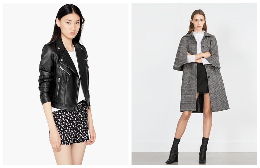 Mango Zipped biker jacket / ZARA Checked Coat