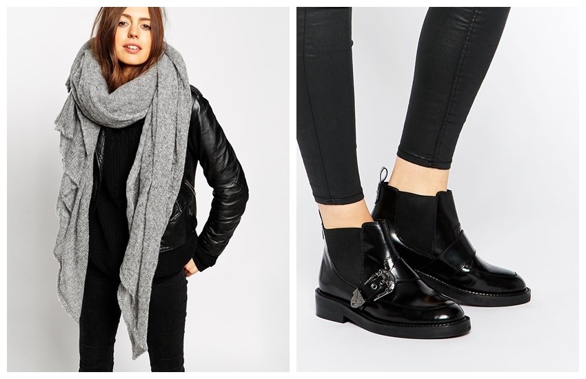 ASOS Oversized Knit Scarf / ASOS ARKANSAS Leather Western Boots