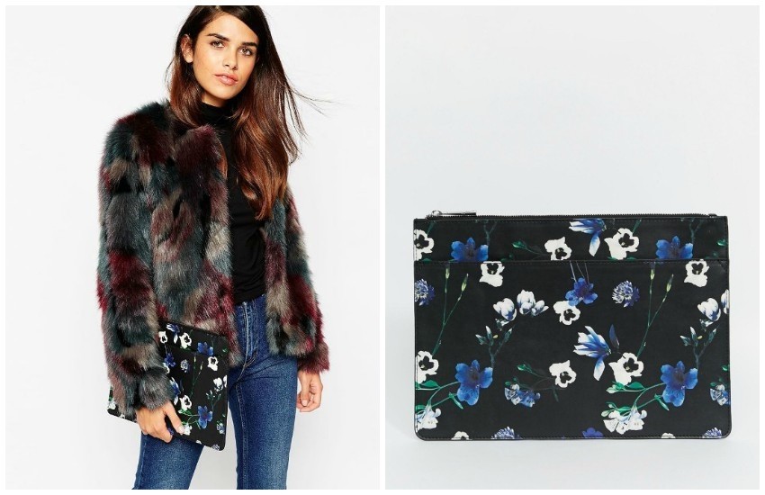 ASOS Oversized Floral Zip Top Clutch Bag $27.00