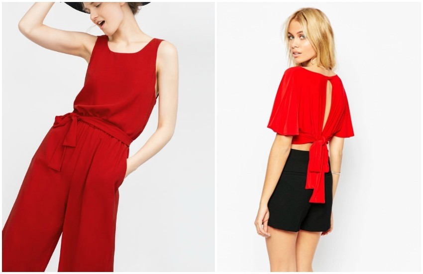 ZARA FANCY CROPPED JUMPSUIT / ASOS Love Plunge Front Crop Top With Scarf Detail Back