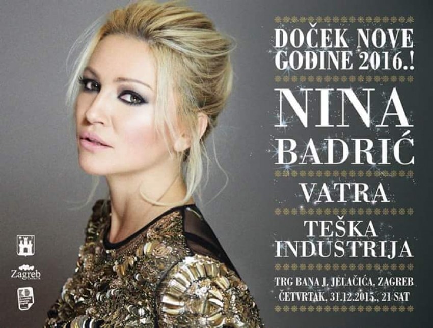 NINA BADRIĆ - doček Nove godine, Zagreb, Trg bana J. Jelačića!