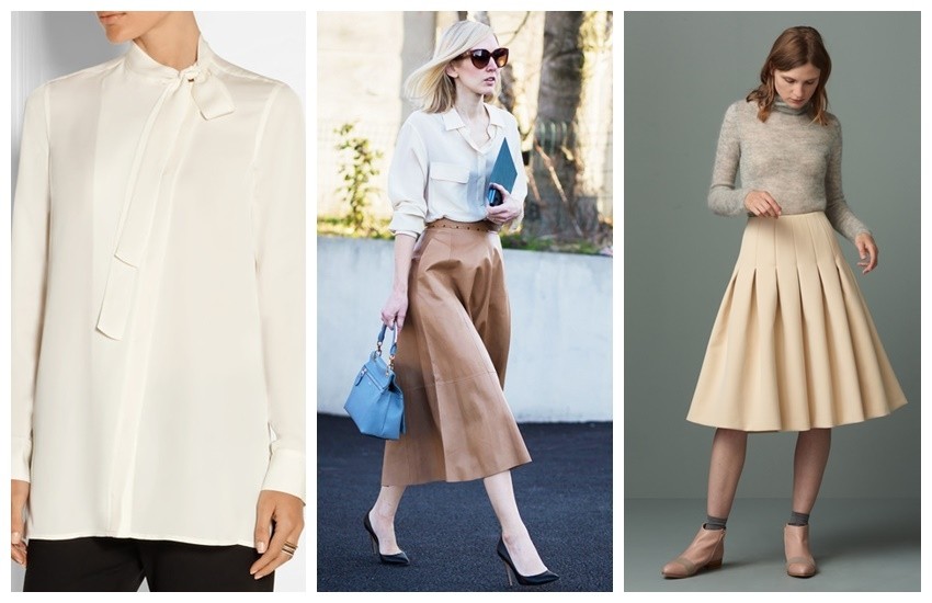 Theory Yumcha Pussy-Bow Blouse // Finery Kenbury Full Bonded Skirt