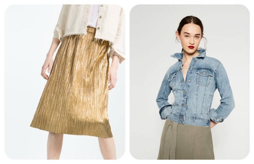ZARA ACCORDION PLEAT SKIRT 199.90 Kn / ZARA BLEACH WASH DENIM JACKET 249.90 Kn