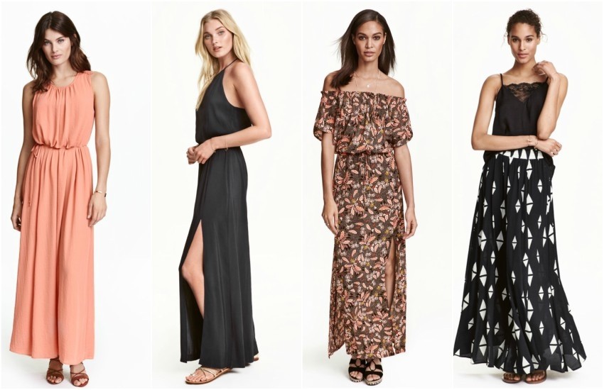 H&amp;M Maxi Dress, H&amp;M Patterned Off-the-Shoulder Maxi Dress