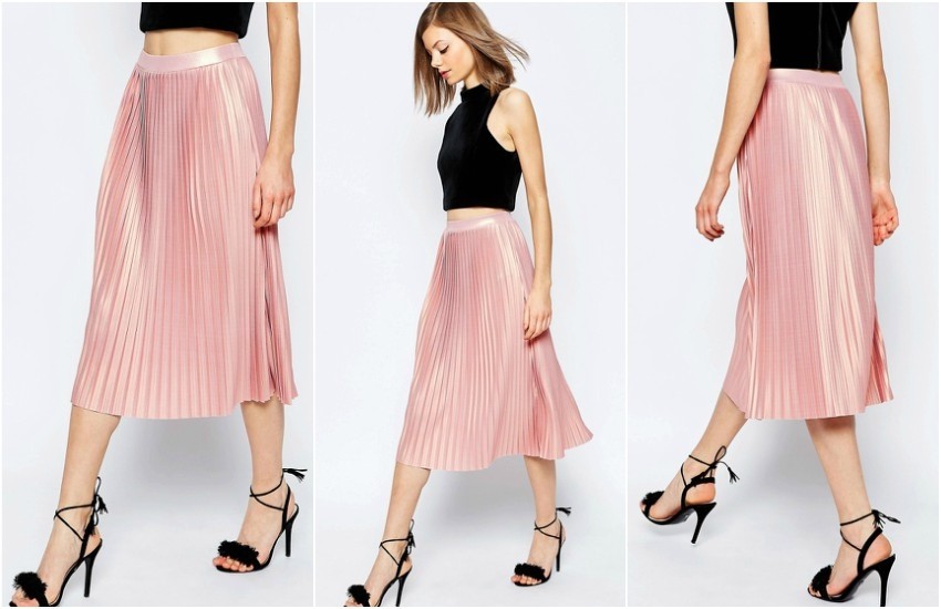 ASOS Pleated Midi Skirt with Metallic Foil €49.29