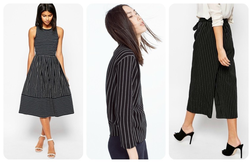 ASOS Midi Skater Dress In Pinstripe With Cross Back $46.00 / ZARA PINSTRIPE SWEATER 249.90 Kn / New Look Pinstripe Culottes $33.00