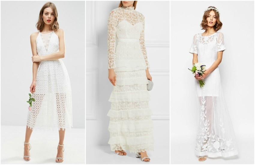 ASOS BRIDAL Premium Lace Midi Dress With Sheer Insert £95.00 / Self-Portrait / ASOS BRIDAL Delicate Lace And Pearl Maxi Dress £250.00