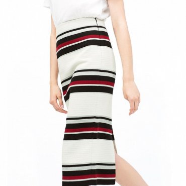 Zara Striped Midi Tube Skirt